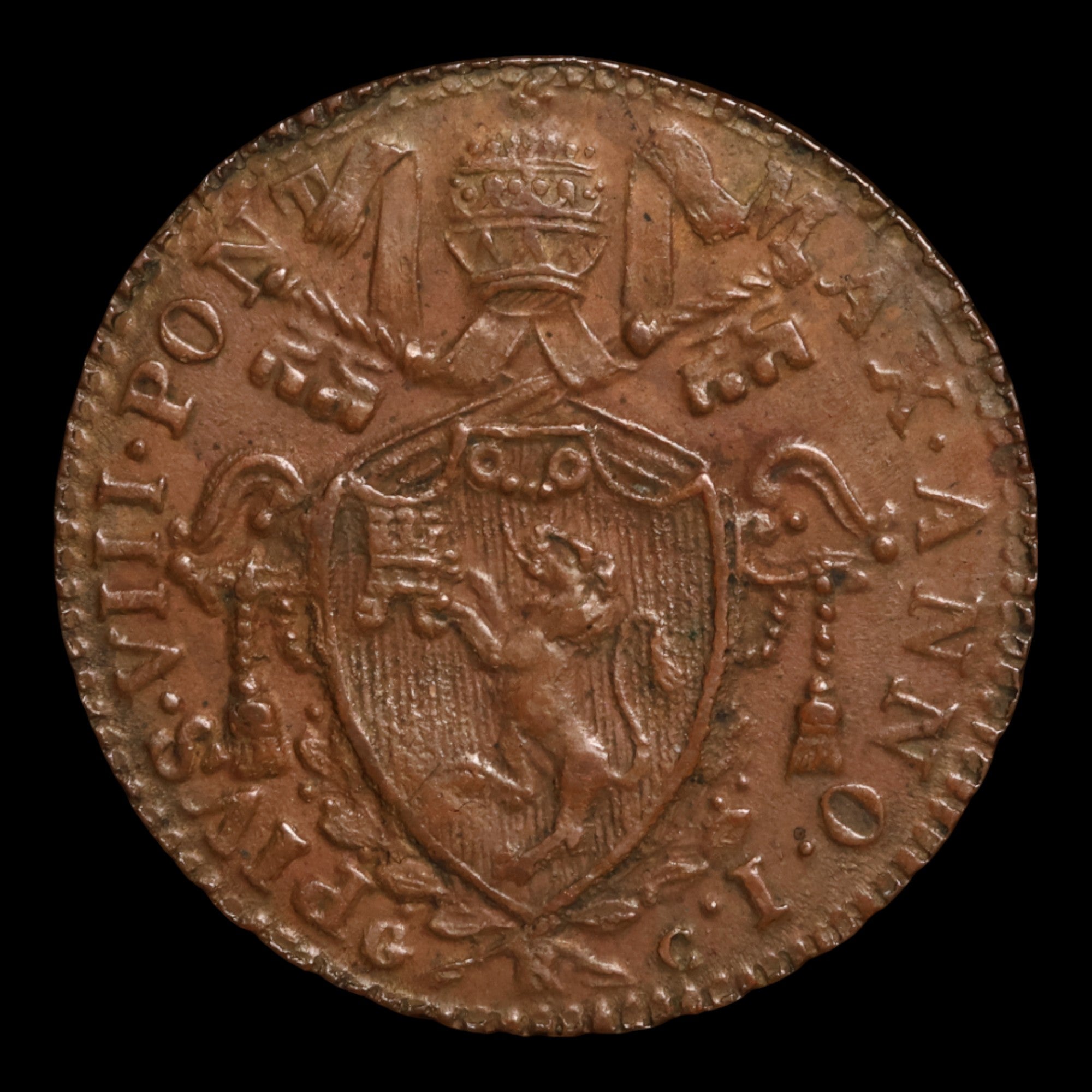 Pius 8th Papal States, Pope Pius VIII, Copper Quattrino - 1829 - Papal States ...