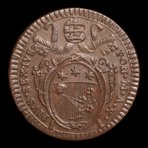 Papal States, Pope Pius VI, Copper ½ Baiocco - 1783 to 1790  - Papal States, Italy