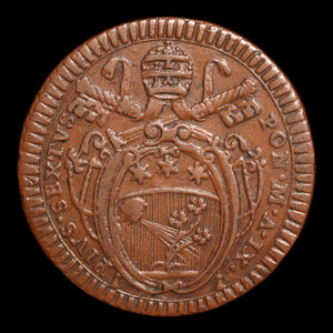 Papal States, Pope Pius VI, Copper ½ Baiocco - 1783 to 1790  - Papal States, Italy
