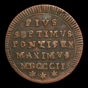 Papal States, Pope Pius VII, Copper ½ Baiocco - 1802  - Papal States, Italy
