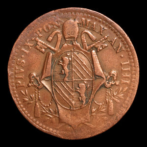 Papal States, Pope Pius IX, Copper ½ Baiocco - 1849  - Papal States, Italy