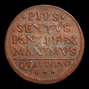 Papal States, Pope Pius VI, Copper Quattrino - 1796  - Papal States, Italy