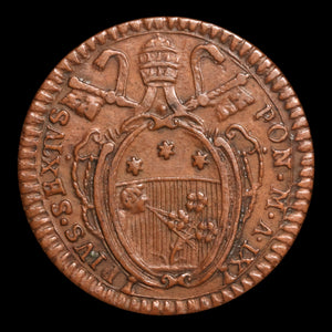 Papal States, Pope Pius VI, Copper Quattrino - 1783 to 1786  - Papal States, Italy