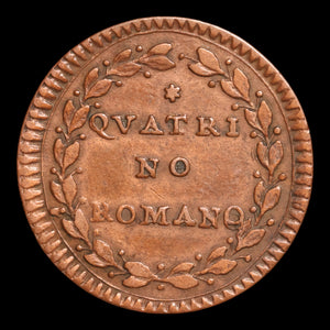 Papal States, Pope Pius VI, Copper Quattrino - 1783 to 1786  - Papal States, Italy