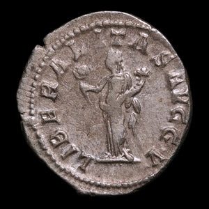 Rome, Emperor Caracalla, AR Denarius, Liberalitas (Virtue of Giving) - 201 to 206 CE - Roman Empire