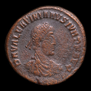 Rome, Emperor Valentinian II, AE2, Emperor Holding Victory Reverse - 378 to 383 CE - Roman Empire