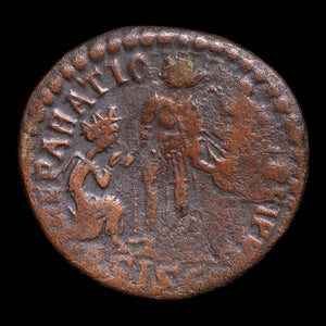 Rome, Emperor Valentinian II, AE2, Emperor Holding Victory Reverse - 378 to 383 CE - Roman Empire