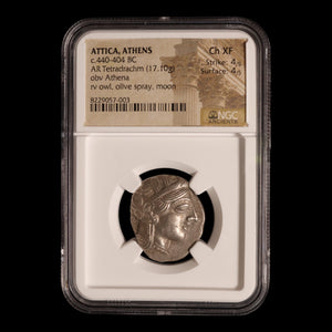 Attica, City of Athens, Owl Tetradrachm - 440 to 404 BCE - NGC Certified