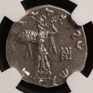 Greco-Bactria, King Menander, AR Drachm (Ch VF) - c. 165 to 130 BCE - NGC Certified