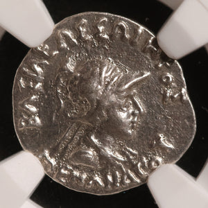 Greco-Bactria, King Menander, AR Drachm (VF) - c. 165 to 130 BCE - NGC Certified