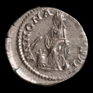 Rome, Emperor Elagabalus, AR Denarius, Annona (Deity of Grain) - 218 to 222 CE - Roman Empire