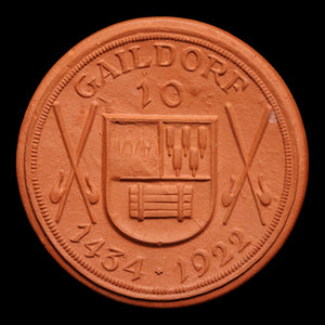 Weimar Germany, Gaildorf, 10 Marks, Porcelain Notgeld - 1922 - Germany