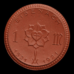 Weimar Germany, Eisenach, 1 Mark, Porcelain Notgeld (Martin Luther Commemorative) - 1921 - Germany