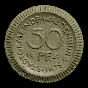 Weimar Germany, Waldenburg / Schlesien, 50 Pfennigs, Porcelain Notgeld - 1921 - Germany