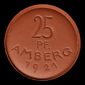 Weimar Germany, Amberg, 25 Pfennigs, Porcelain Notgeld - 1921 - Germany
