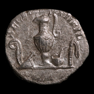 Rome, Emperor Caracalla, AR Denarius, Priestly Implements Reverse - 196 CE - Roman Empire