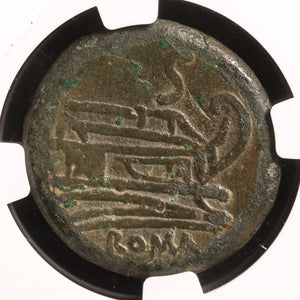 Roman Republic, Anonymous Bronze Semis, Saturn & Prow, Ch F (Choice Fine) - c. 211 to 86 BCE - NGC Certified