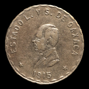 Mexican Revolution, State of Oaxaca, Provisional Currency, 1 Silver Peso - 1915 - Mexican Revolution