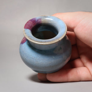 China, Ming Dynasty, Jun Ware (Junyao) Blue & Purple Glazed Miniature Censer (Incense Burner) - c. 1400s CE - Imperial China