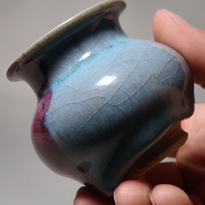 China, Ming Dynasty, Jun Ware (Junyao) Blue & Purple Glazed Miniature Censer (Incense Burner) - c. 1400s CE - Imperial China