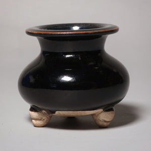 China, Qing Dynasty or Early Republic, Miniature Tripod Censure (Incense Burner) With Dark Glaze - c. 1850 to 1920 CE - Qing or Early Republic of China