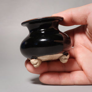 China, Qing Dynasty or Early Republic, Miniature Tripod Censure (Incense Burner) With Dark Glaze - c. 1850 to 1920 CE - Qing or Early Republic of China
