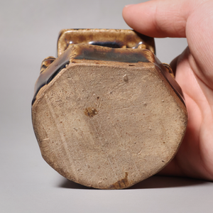 China, Qing Dynasty, Brown Glazed Calligraphy Brush Holder With Water Well - c. 1800s CE - Imperial China