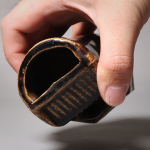 China, Qing Dynasty, Brown Glazed Calligraphy Brush Holder With Water Well - c. 1800s CE - Imperial China