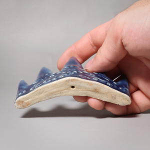 China, Qing Dynasty or Early Republic, "Wuzhi Shan" (Five Finger Mountain) Blue Ceramic Calligraphy Brush Rest - c. 1850 to 1920 CE - Qing or Early Republic of China