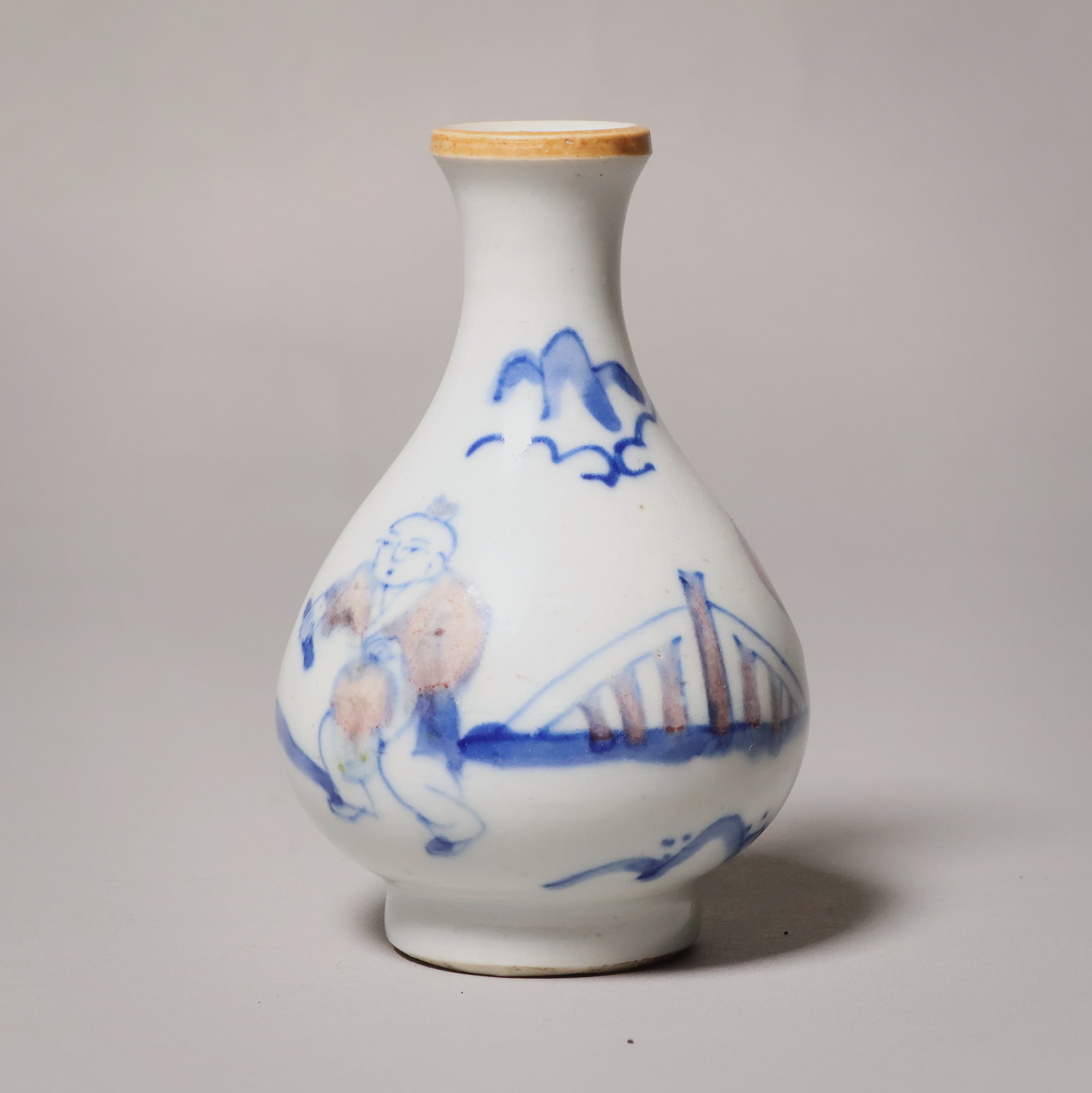 China, Qing Dynasty or Early Republic, White Vase With Painted Scene - c. 1850 to 1920 CE - Qing or Early Republic of China