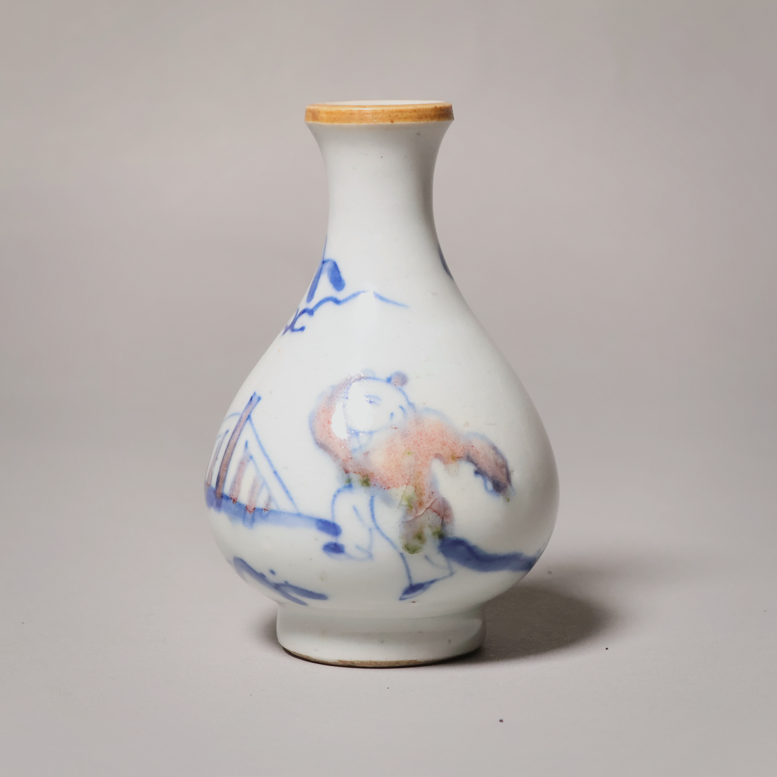 China, Qing Dynasty or Early Republic, White Vase With Painted Scene - c. 1850 to 1920 CE - Qing or Early Republic of China