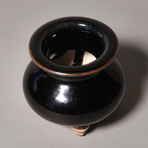 China, Qing Dynasty or Early Republic, Miniature Tripod Censure (Incense Burner) With Dark Glaze - c. 1850 to 1920 CE - Qing or Early Republic of China