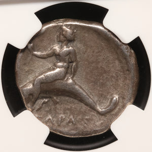 Greek Italy, Calabria, City of Tarentum, Silver Didachm - c. 425 to 380 BCE - NGC Certified