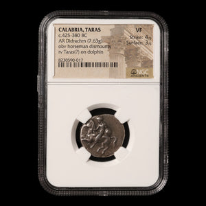 Greek Italy, Calabria, City of Tarentum, Silver Didachm - c. 425 to 380 BCE - NGC Certified