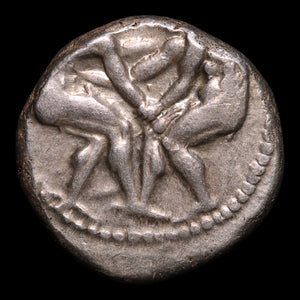 Pamphylia, City of Aspendos, AR Stater, Wrestlers & Slinger - c. 380 to 325 BCE - Greek World