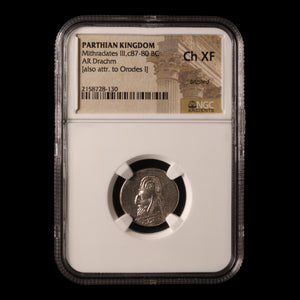 Parthian Kingdom, Mithradates III or Orodes I, Drachm (Ch XF) - c. 87 to 80 BCE - NGC Certified