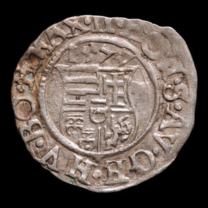 Hungary, King Maximilian I, BI Denier, Madonna & Child - 1577 CE - Kingdom of Hungary