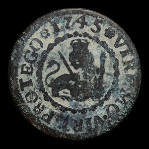 Spanish Empire, King Philip V, AE 2 Maravedis - 1745 CE - Spanish Empire