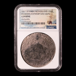 Shipreck of the Hollandia, Spanish Netherlands, 1 Silver Ducaton, Antwerp - 1667 CE - NGC Certified