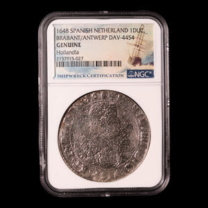 Shipreck of the Hollandia, Spanish Netherlands, 1 Silver Ducaton, Antwerp - 1648 CE - NGC Certified