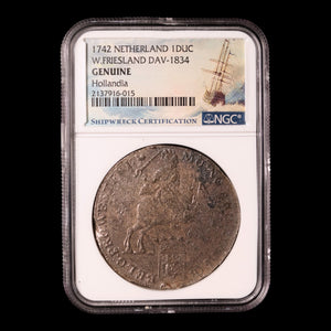 Shipreck of the Hollandia, Netherlands, 1 Silver Ducaton, West Friesland - 1742 CE - NGC Certified