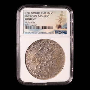 Shipreck of the Hollandia, Netherlands, 1 Silver Ducaton, West Friesland - 1742 CE - NGC Certified