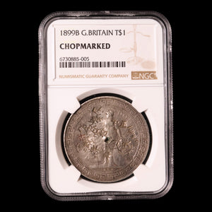 British Empire, Queen Victoria, Chop Marked Silver Trade Dollar, Mumbai Mint - 1899 - NGC Certified