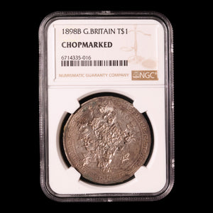 British Empire, Queen Victoria, Chop Marked Silver Trade Dollar, Mumbai Mint - 1899 - NGC Certified