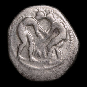 Pamphylia, City of Aspendos, AR Stater, Wrestlers & Slinger - c. 380 to 325 BCE - Greek World
