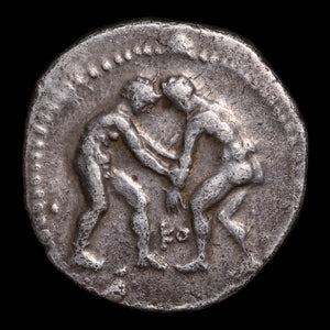 Pamphylia, City of Aspendos, AR Stater, Wrestlers & Slinger - c. 380 to 325 BCE - Greek World