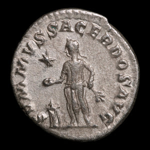 Rome, Emperor Elagabalus, AR Denarius, Emperor in Priestly Robes - 218 to 222 CE - Roman Empire