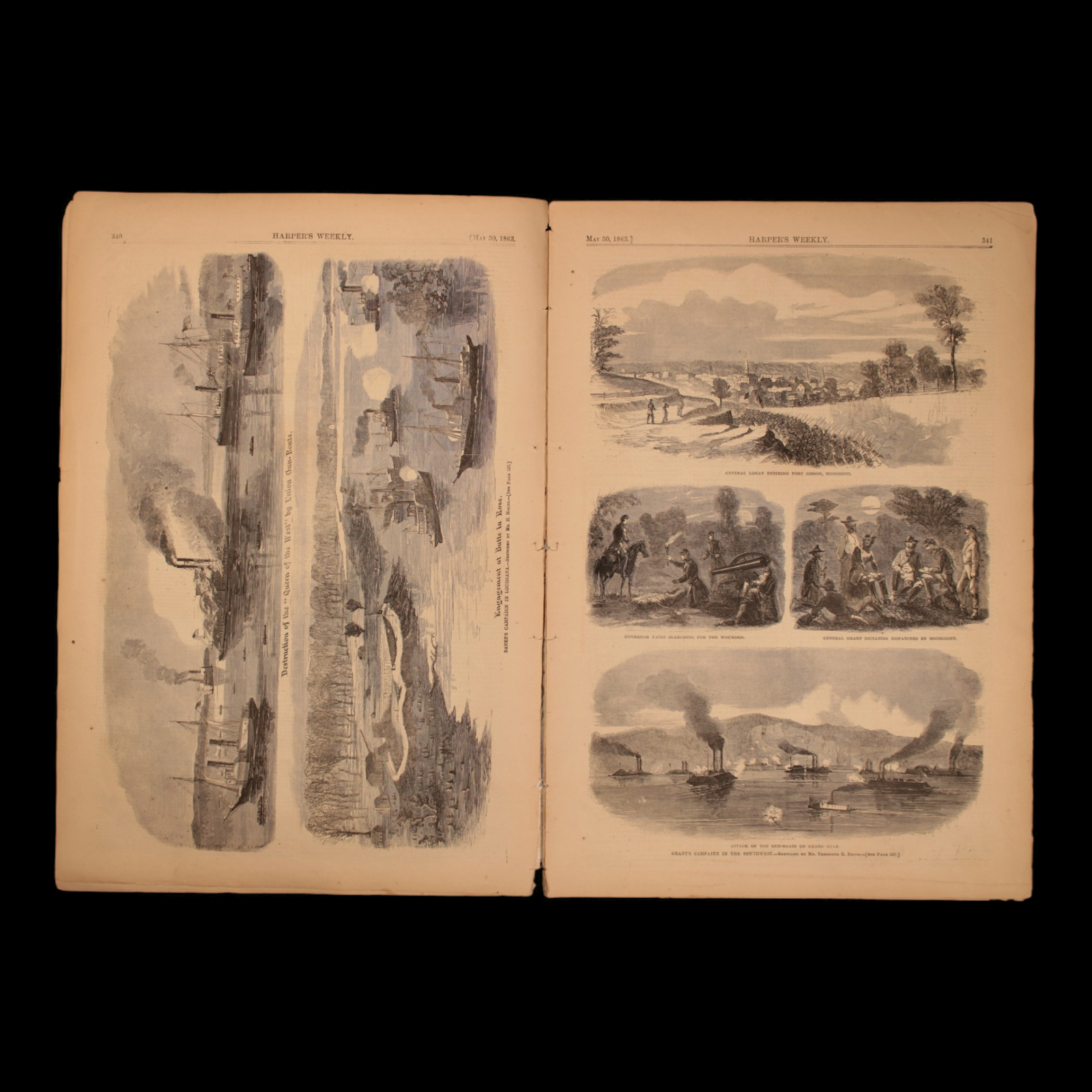 Harper's Weekly — Large "Cavalry Attack" Engraving, Stonewall Jackson, Naval Battles