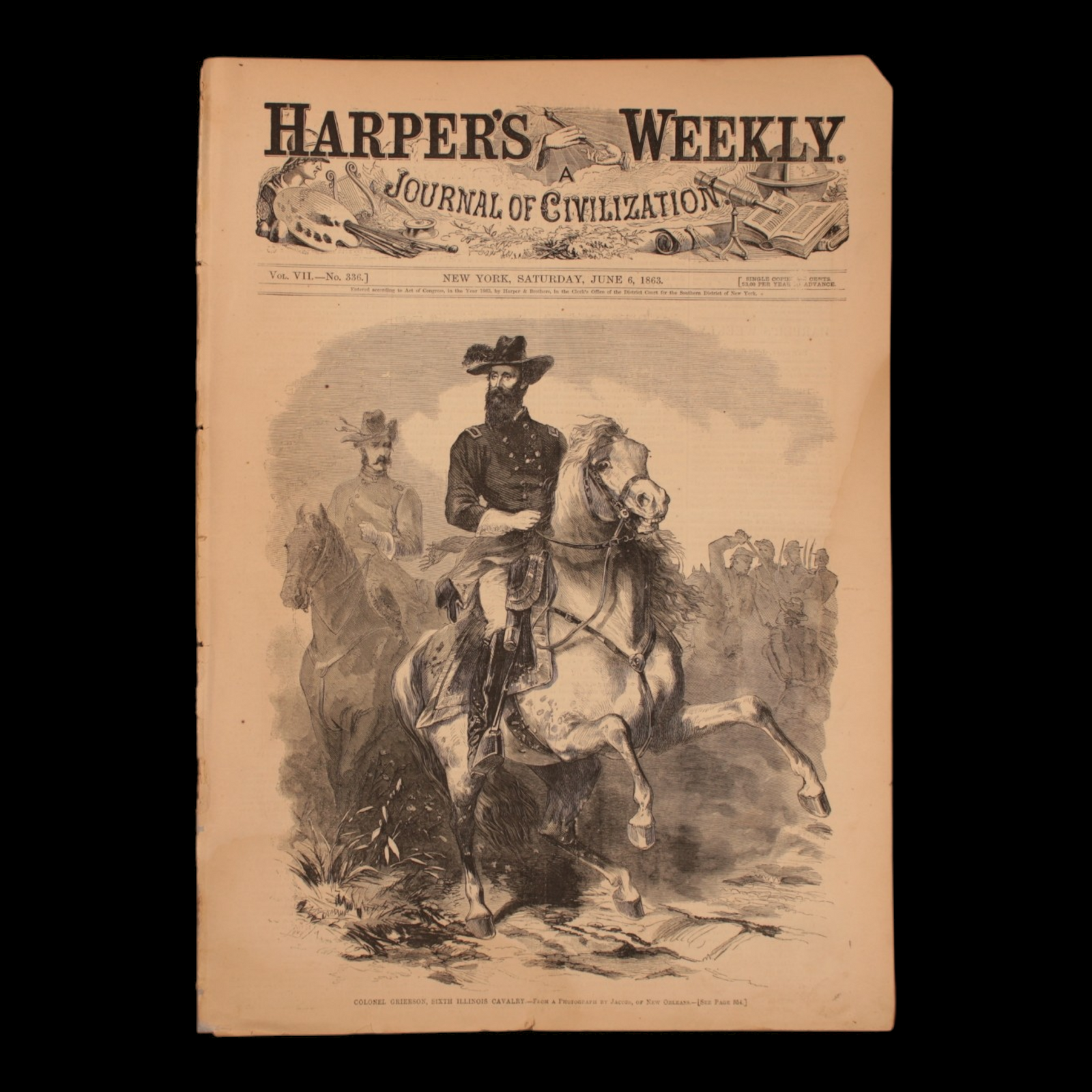 Harper's Weekly — Col. Grierson Cover, Large Battle Centerfold, Ulysses S. Grant Engraving
