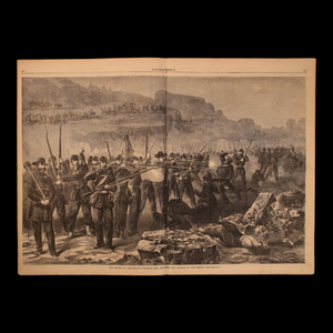 Harper's Weekly — Rebel Attack on Wagons, The Sioux War, Iconic Battle of Chicamauga Centerfold Engraving